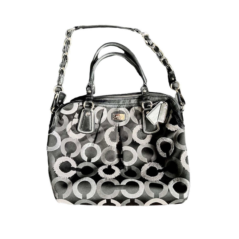 Coach Designer Signature Coated Canvas Leather Satchel Handbag Shoulder Bag EUC